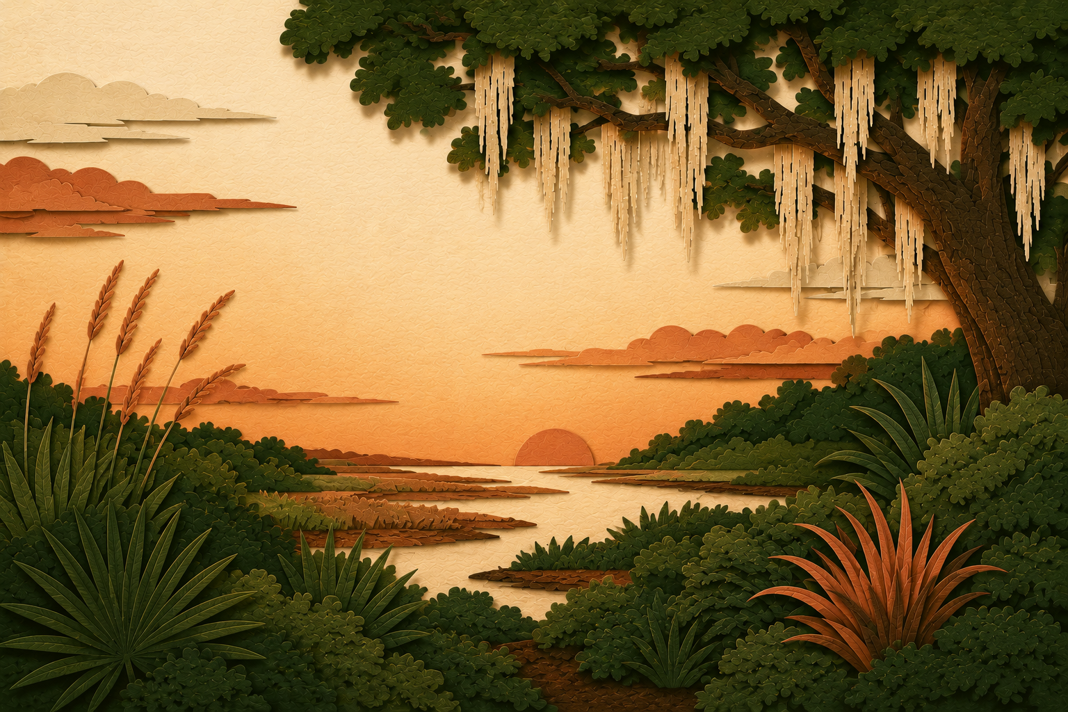 Beautiful Lowcountry landscape at dusk